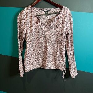 Club Monaco Pink Ruched Tie Front Long Sleeve Blouse